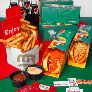 Custom Arabic Deli Fast Food Takeout to Go Sliding Open Burger Shawarma Corn Hot Dog Slide Drawer Box Paper Packaging Container - Product Image 3