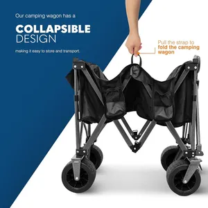 Đóng mở cắm trại Wagon xách tay có thể gập lại tiện ích xe đẩy với 360 bánh xe, có thể điều chỉnh xử lý, nhiệm vụ nặng nề 150kg Công suất - Product Image 2