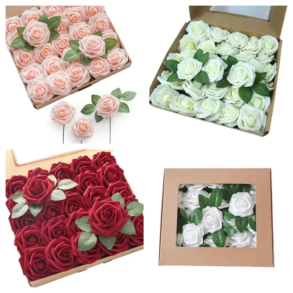 Tige de Roses artificielles en mousse, 25/50 pièces, fausses breloques, pour bouquet de mariage, pour fête de mariée