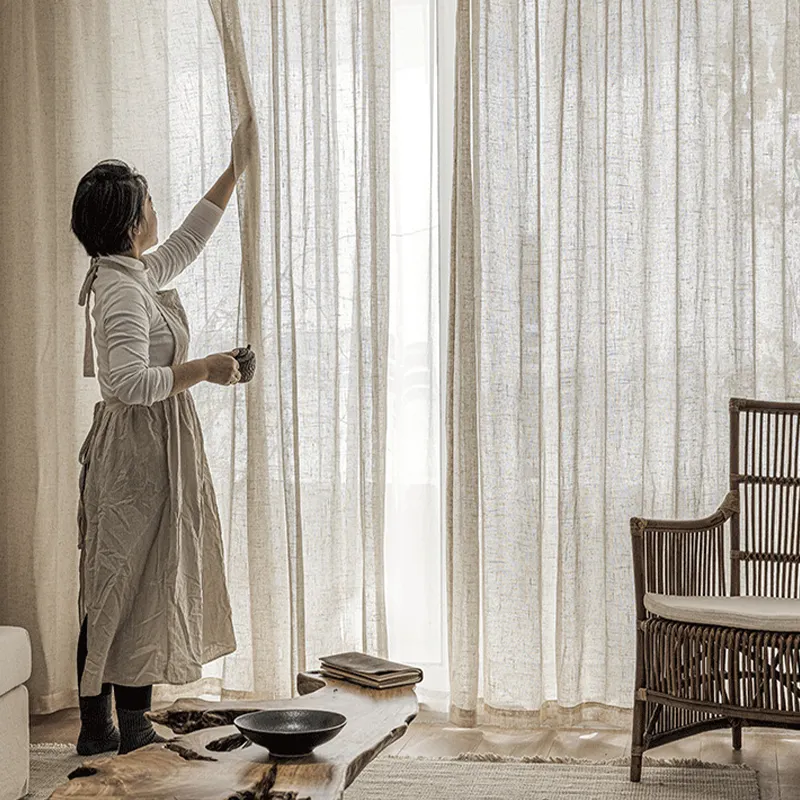 Lino dormitorio sala de estar hogar decoración cortinas estilo minimalista moderno cortinas de lino son cómodas, frescas y naturales
