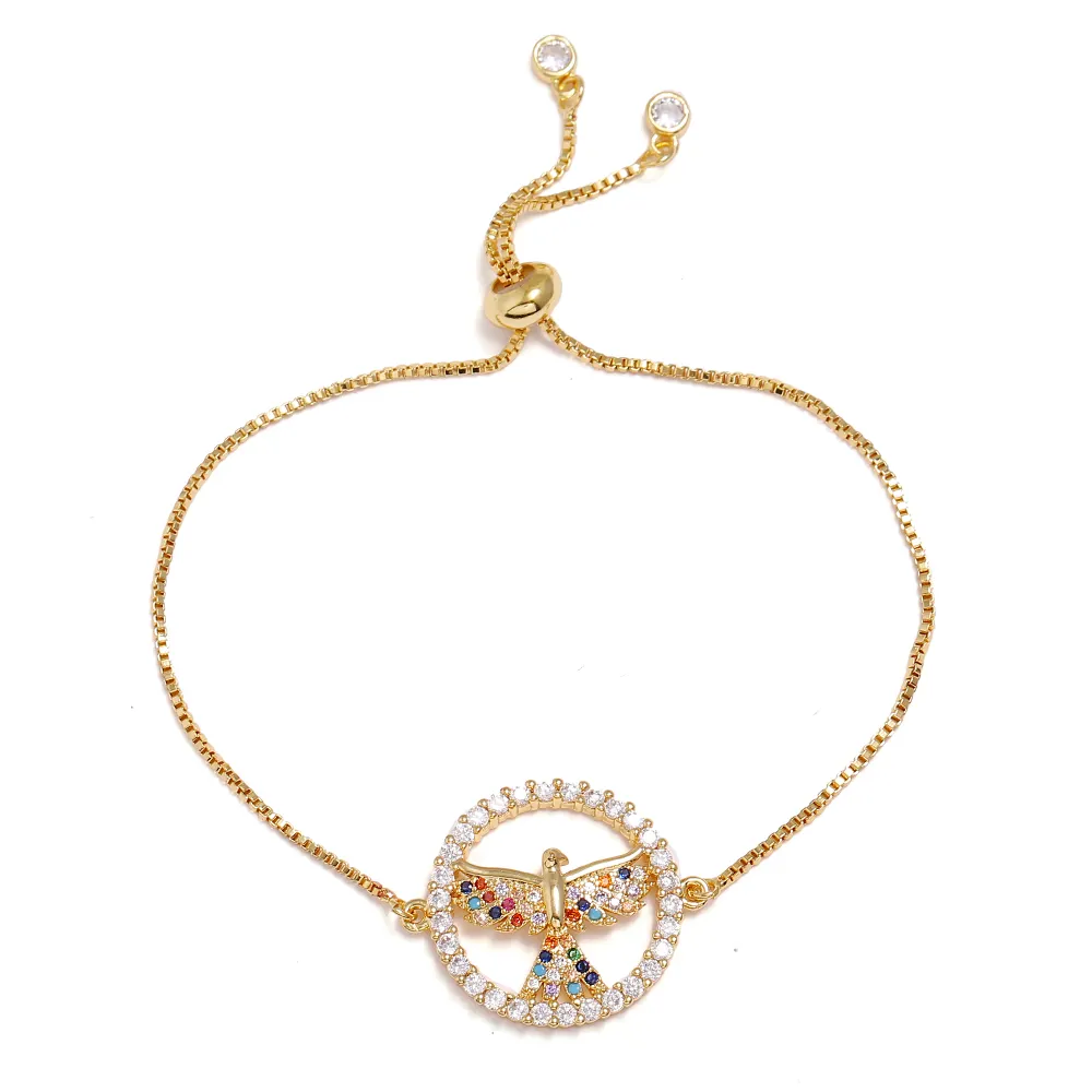 Pulsera de joyería de pájaro de diamante de circón chapado en oro Real para mujer, NS10161, venta al por mayor