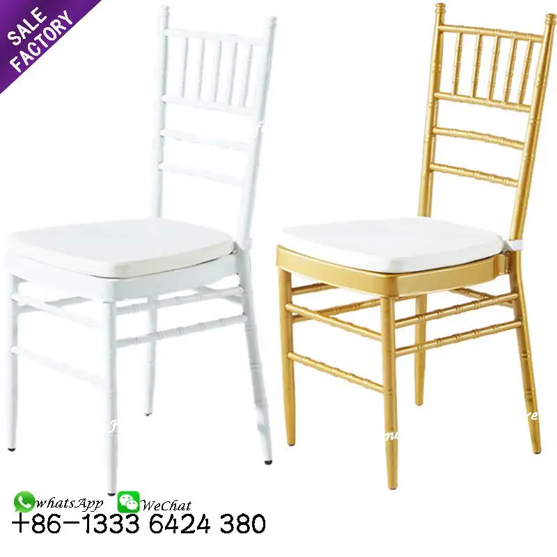 Оптовая продажа с завода, оптовая продажа, белые металлические стулья Тиффани chiavari для обеда