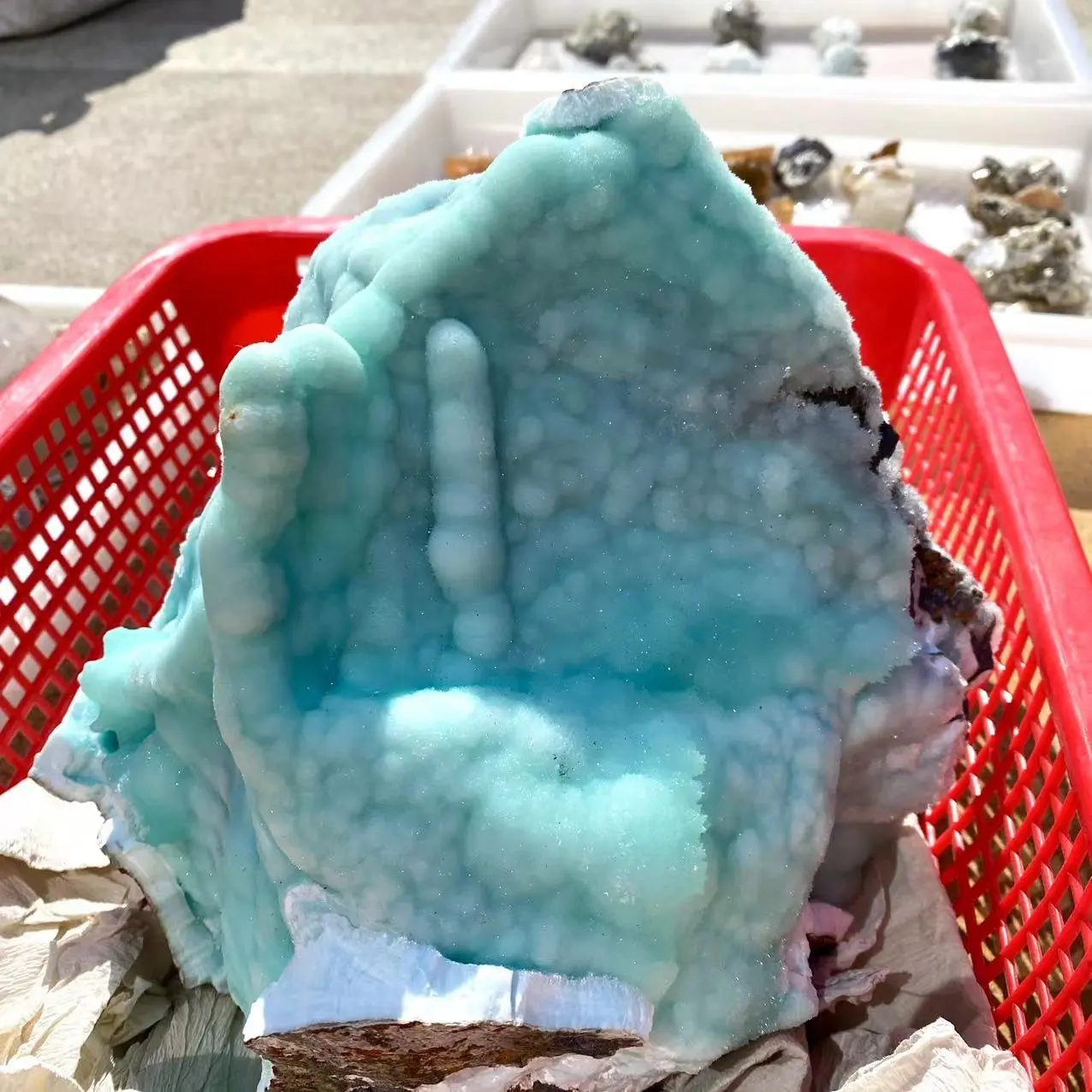 Doğal şifa kristal mavi ham Mineral örneği büyük kristal Mineral örneği mavi damarlı taş
