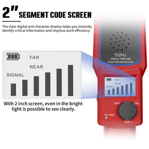 2024 nuevo IP67 ABS carcasa Cable longitud 30M 512HZ receptor localizador 2M Detector de tubería inteligente de largo alcance con pantalla de 2 pulgadas - Product Image 3