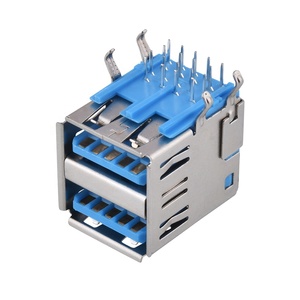 2x1双层弯曲角外壳USB 3.0母充电连接器USB 3.0插孔 - Product Image 1