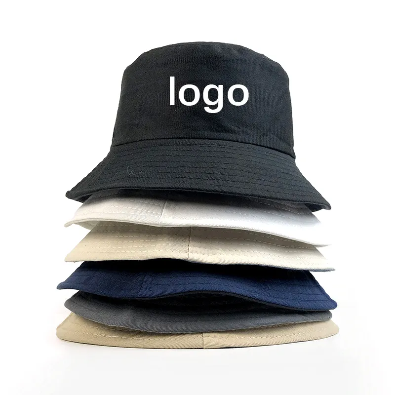 Chapéus de balde de viagem com logotipo personalizado, chapéu de balde em branco de algodão puro fi, chapéu promocional de qualidade com logotipo pessoal