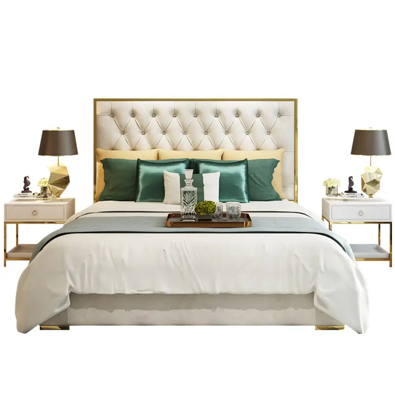 French Luxury Leather King Size Frame Upholstered Modern furniture bedroom furniture