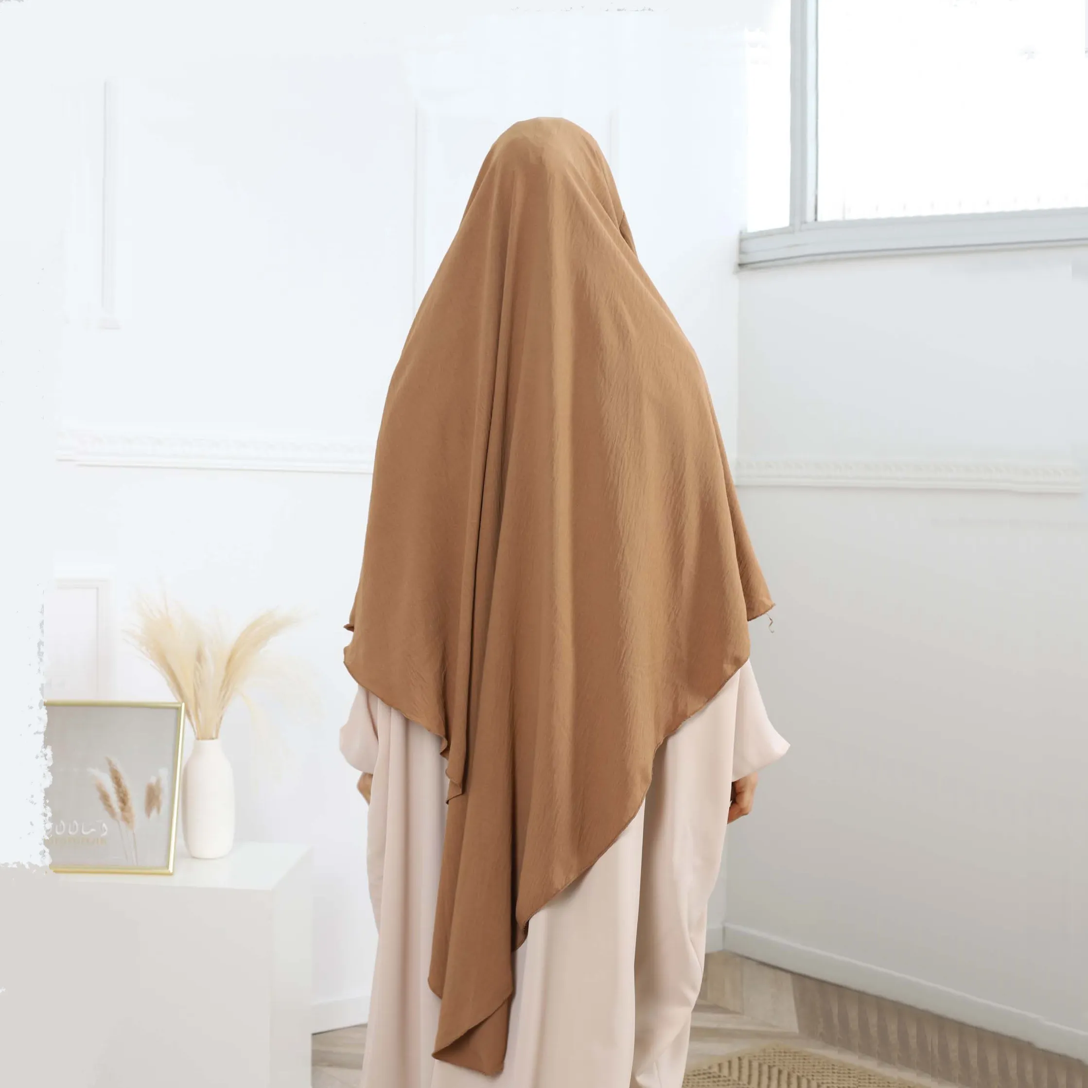 Jazz Crêpe Khimar Hoge Kwaliteit Moslim Eid Ramadan Islamitische Stropdas Terug Gebed Sjaal Lange Hijab Jilbab Ijzeren Crêpe Khimar