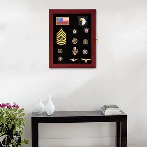 Custom MDF Wood 11*14 Pin Display case medaglie Badge Pin Collector Display Case Frame con apertura anteriore della porta in acrilico - Product Image 4