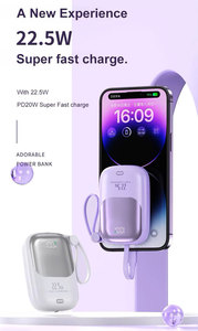 Qsf 2025 חדש pd20w בנק חשמל 10000mah טעינה מהירה אולטרה רזה pvc עם כבל מסוג c מובנה בנק כוח תצוגה הוביל