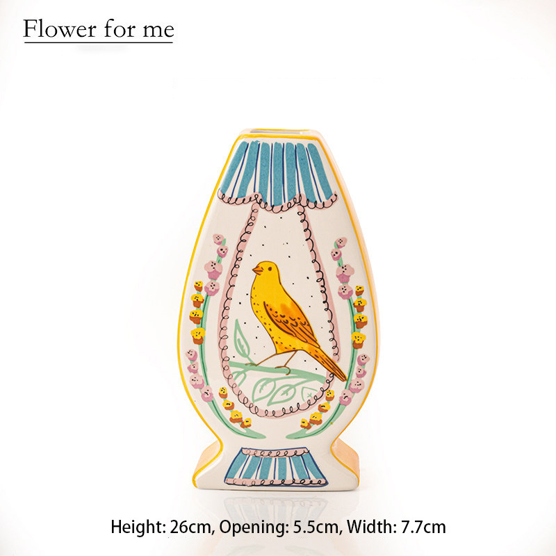 Height 21 cm Nightingale and Rose Fan-shaped open imperial vase