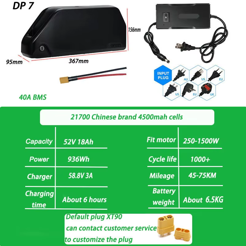 52V 18AH 40A BMS XT90 for 250-1500w