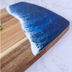 Bộ bàn cắt nhựa sóng đại dương nhựa Epoxy thiết lập với 4 dao phô mai màu xanh trắng sóng mô hình charcuterie Bộ quà tặng - Product Image 5