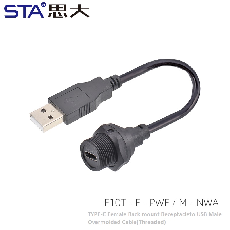 Réceptacle arrière femelle TYPE-C vers câble USB 2.0 mâle