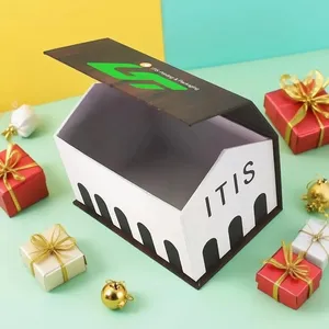 定制设计纸纸板形房子形状礼品盒 - Product Image 1