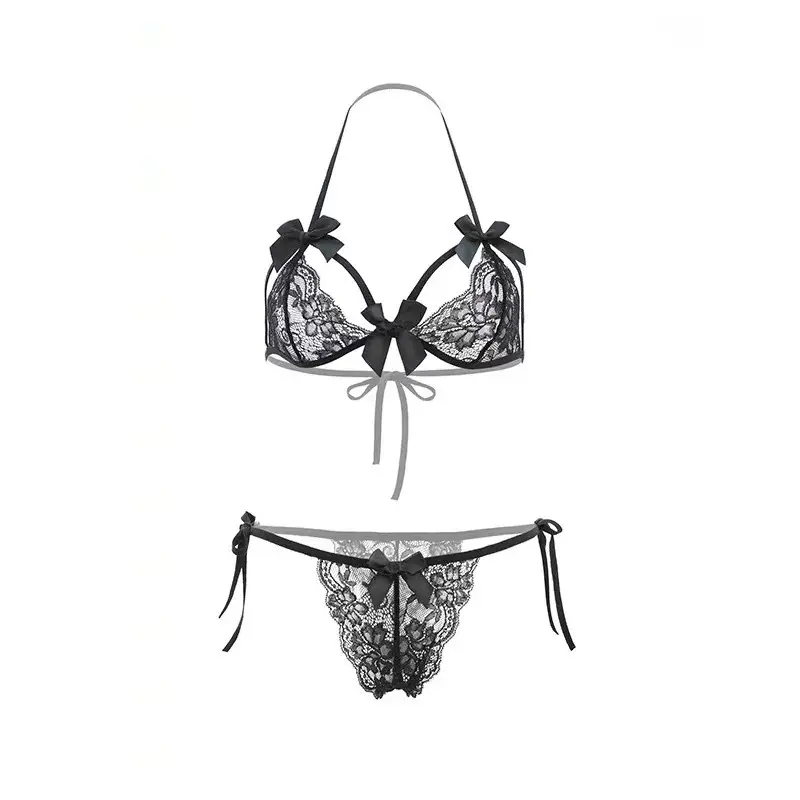 Dames Sexy Transparante Luxe Nylon Bh En Slip Set Nieuw Design Imago Volwassen Kanten Ondergoed Bikini