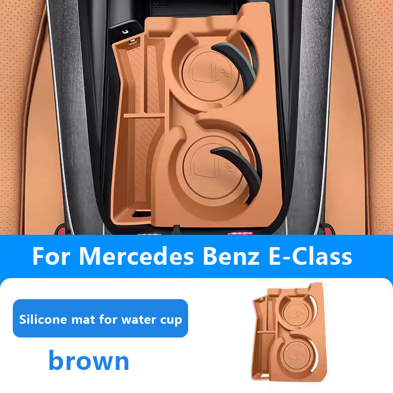 Tapis en silicone marron pour porte-gobelet, Mercedes Benz Classe E