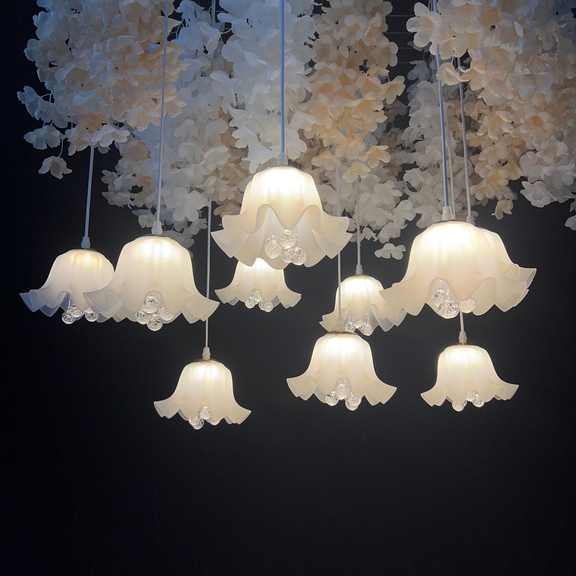 10 acrylic ballet chandelier golden warm light