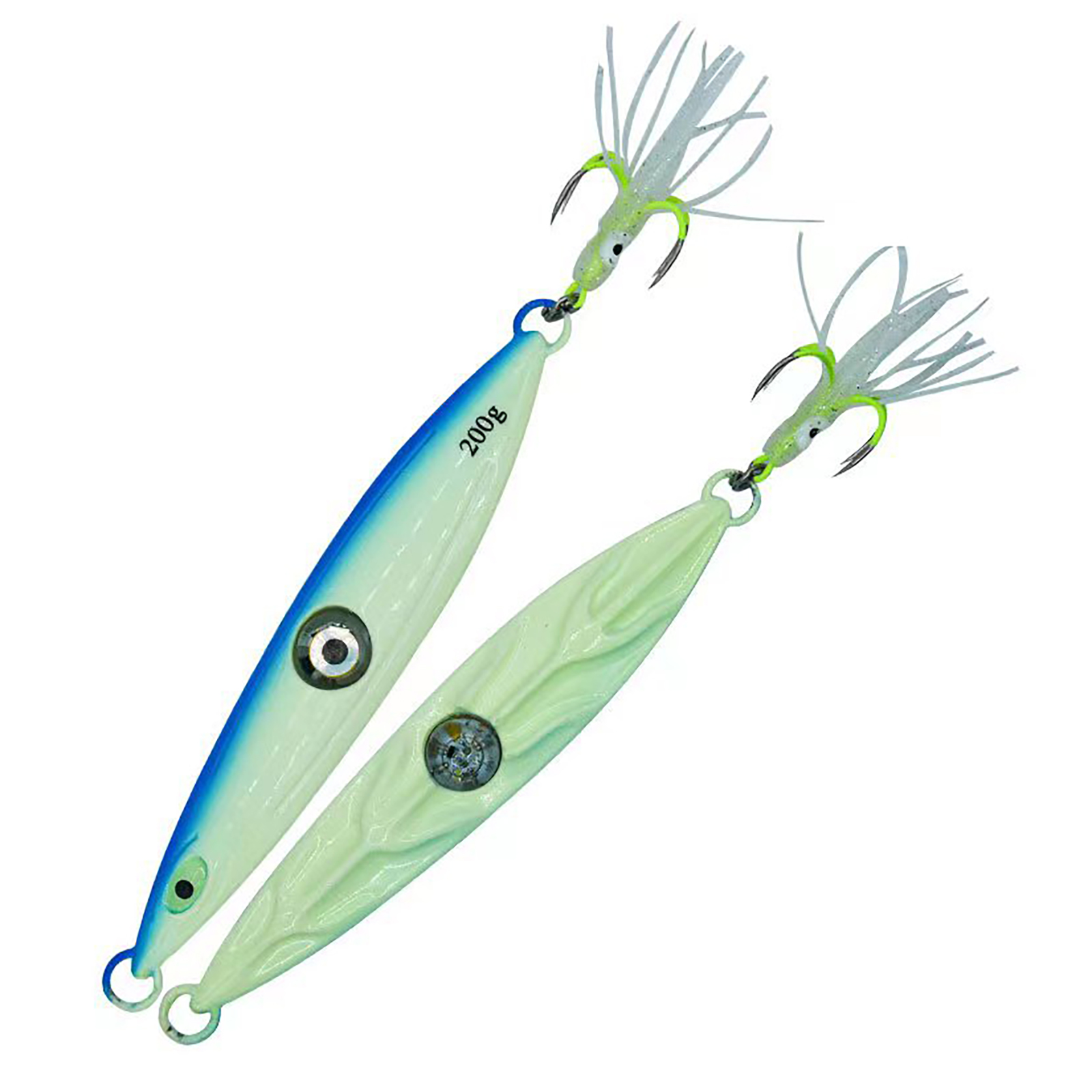 2# Luminous à dos bleu + plate-forme à quatre hameçons avec calmar