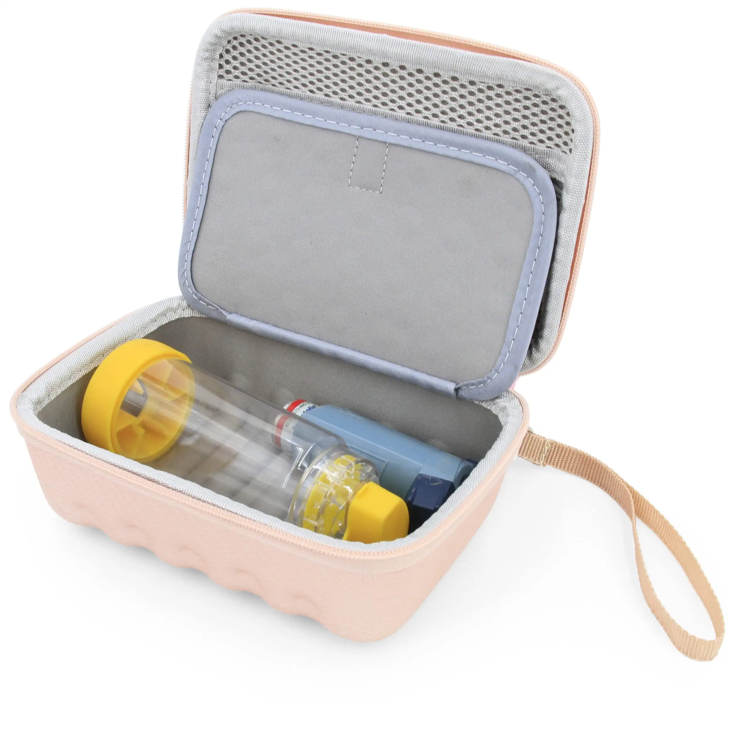 Individuelles Rose Gold Asthma-Inhalator-Etui für Reisen passende Abstandshalter, Maske und Zubehör, inklusive Hülle