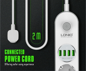 LDNIO SE4432 güç şeridi 5V/3.4A 4usb güç çıkışı gömme montaj avrupa fiş uzatma soketi - Product Image 4