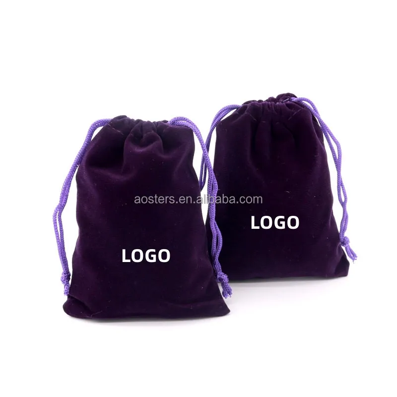 Custom Logo Color Velvet Drawstring Bags Jewelry Packaging Velvet Pouches Custom Small Gift Bags