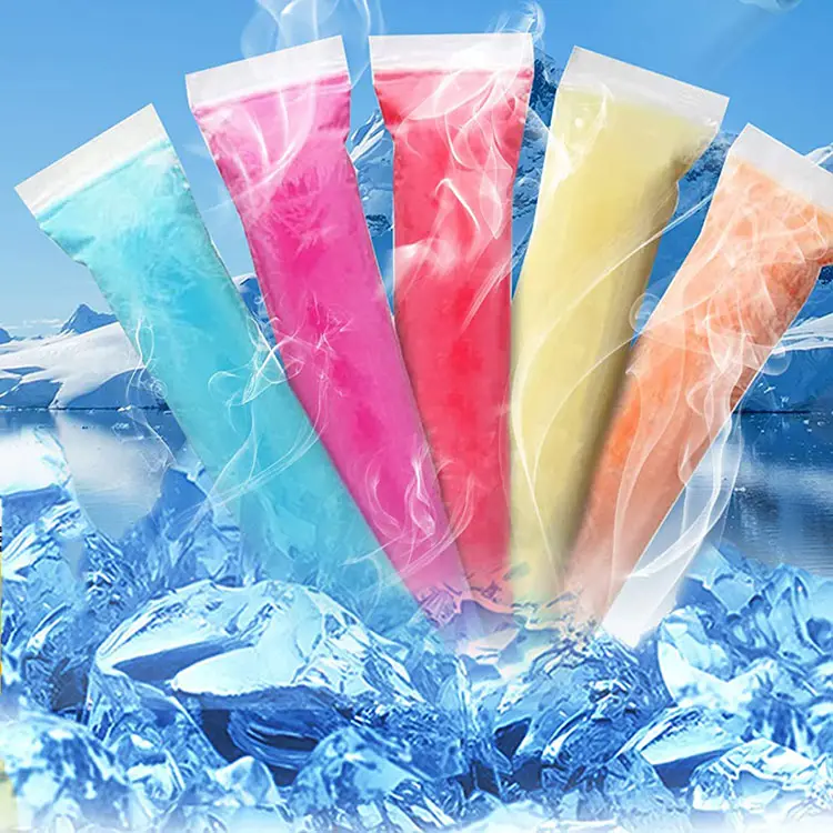 Sacs de moules pour crème glacée en plastique transparent, sachets de qualité alimentaire, fermeture éclair, gel pour jus de glace, emballage de glace