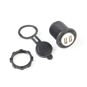 White USB Frame 12-24V <strong>Input</strong> 5V2.4+2.4A <strong>Output</strong> Dual <strong>Port</strong> USB Socket With Blue LED for Car RV Marines - Product Image 3