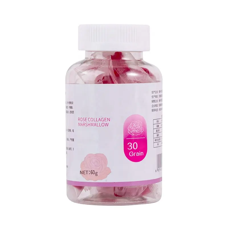 OEM Sodium Hyaluronate Rose Collagen Peptida Permen Lembut Vitamin Kulit Pemutih dan Anti-oksidasi Kolagen Protein Gummies