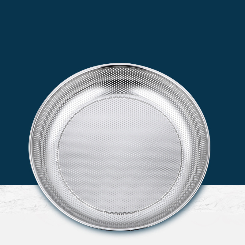 Round Steam Food Tray Multi-purpose Kitchenware Stainless Steel Flat Tray With Dense Holes