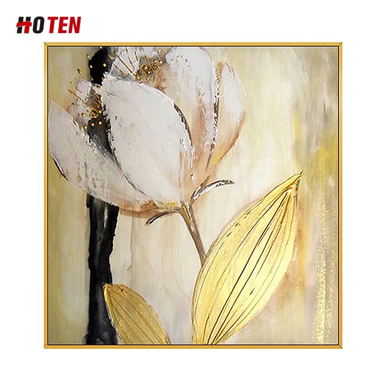 Nizza modello moderno pop art handmade del fiore del tulipano pittura a olio su tela di canapa
