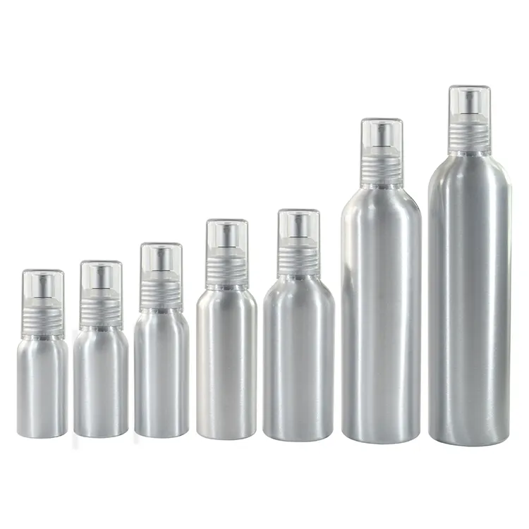 Frasco de alumínio spray para perfume, frasco de alumínio com spray fino, 30ml, 50ml, 60ml, 100ml, 120ml, 150ml, 250ml