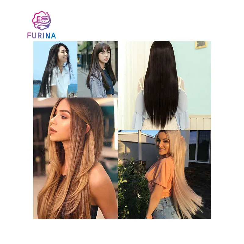 A linha reta realística natural empacota os peixes europeus americanos ondulados do cabelo linha extensões sintéticas do cabelo empacota para a mulher