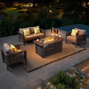 Listo para enviar UKCA Certificado CE Patio al aire libre Muebles de jardín Juego de sofás de ratán con fogata - Product Image 3