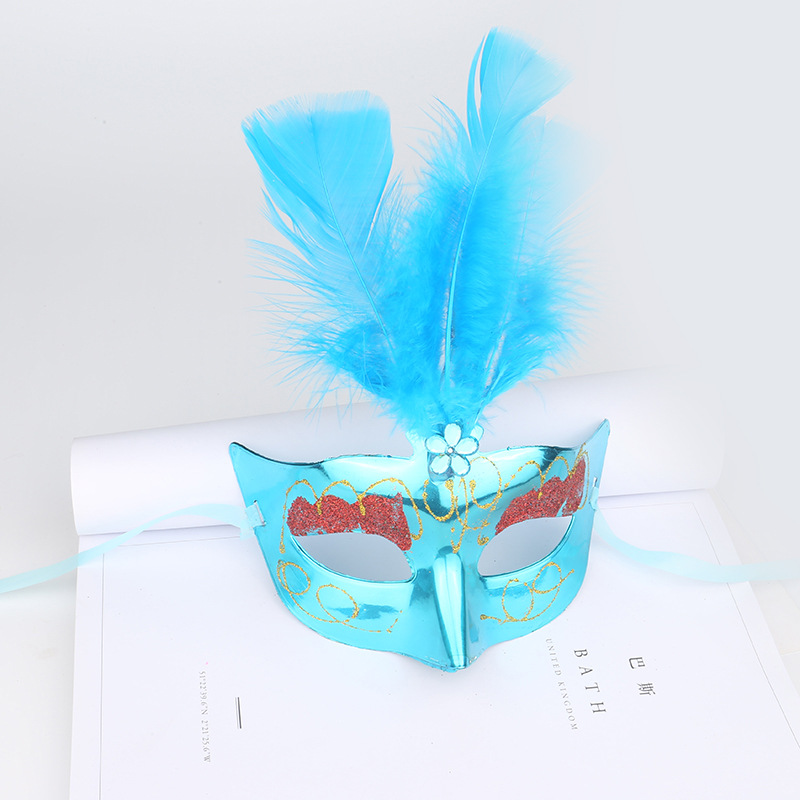 Maschera di piume non luminosa-blu