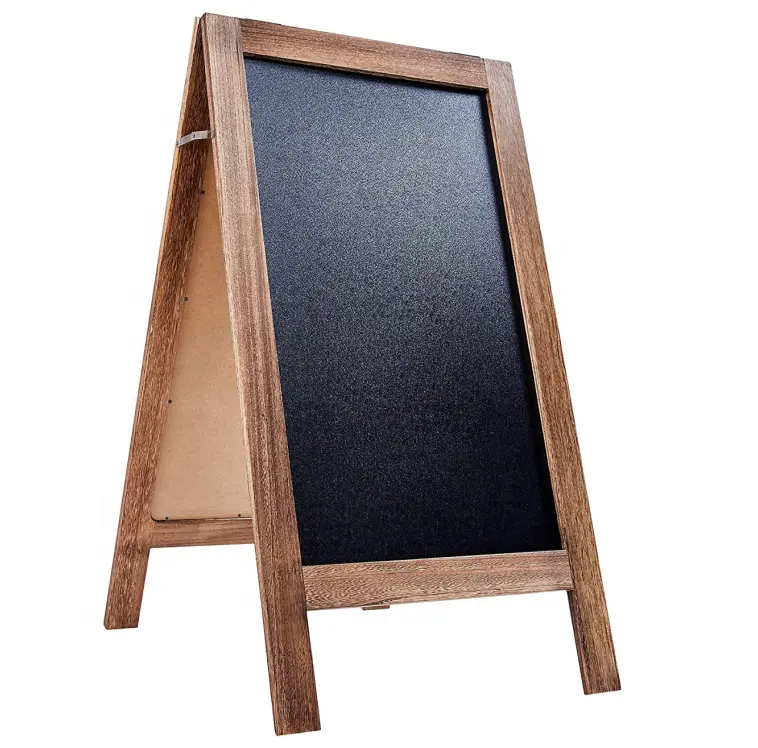 Rustique Vintage Incendié En Bois Signe A-frame avec Gomme Grand Tableau Magnétique Trottoir Tableau Noir avec support