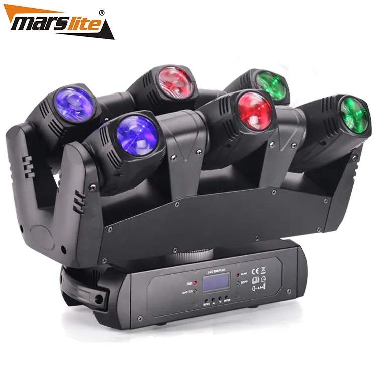 Marslite Dj lumières Six yeux Mini araignées tête mobile RGBW LED lumières de scène faisceau lumière principale mobile pour Disco fête à la maison