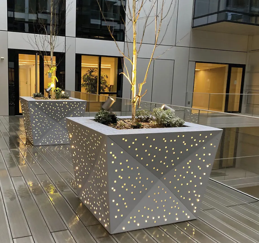 Outdoor street public decorative Modern design steel flower pot European style hotel plant pot