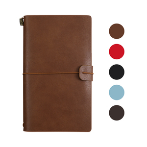 Cuaderno de cuero de PU A6 con logotipo de color personalizado, regalo de papelería, cuaderno de notas de formas antiguas con correa elástica - Product Image 1