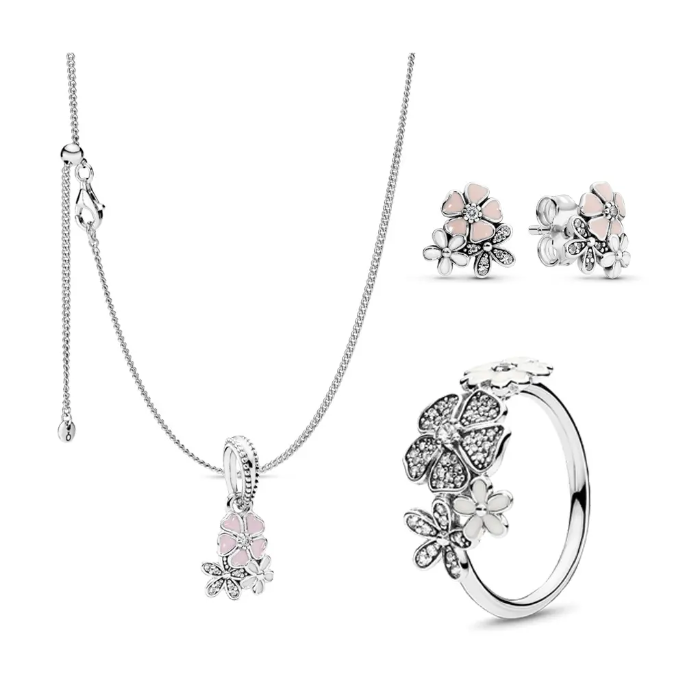 925 prata Anel Rose shine Anéis conjuntos de jóias mulheres moda brincos Beleza e a fera Casais casamento europeu e americano