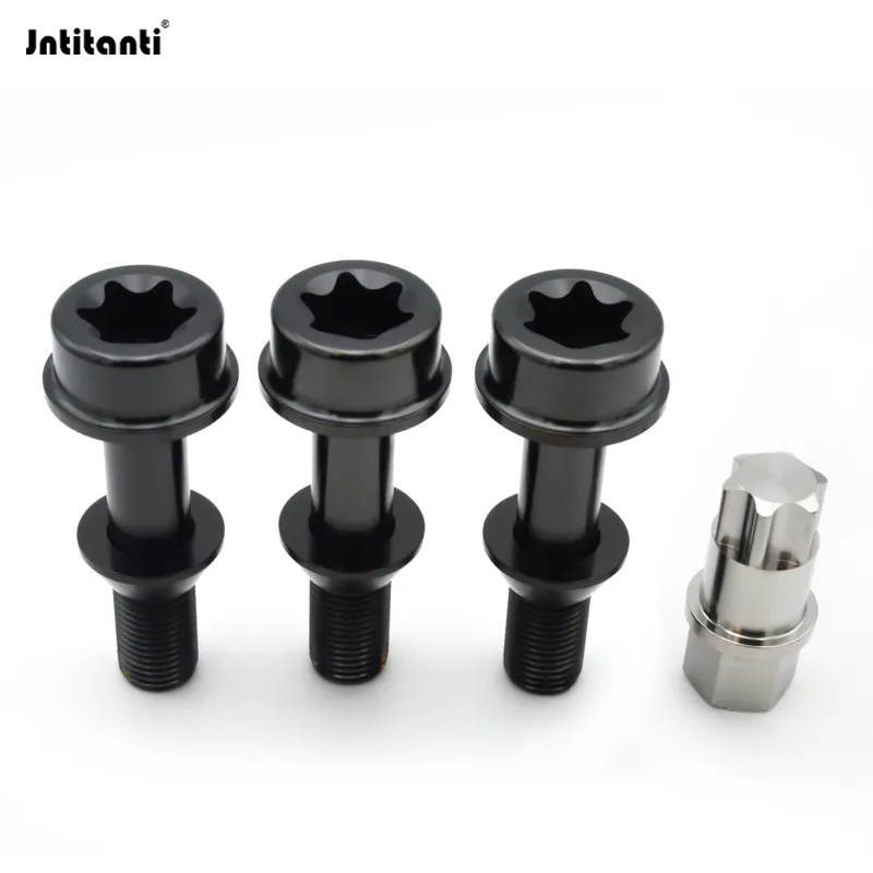 Jntitanti colore nero T80 presa Torx sedile a cono galleggiante Gr.5 Ti-6Al-4V bullone ruota auto per auto Ferrari con chiavi in titanio per F