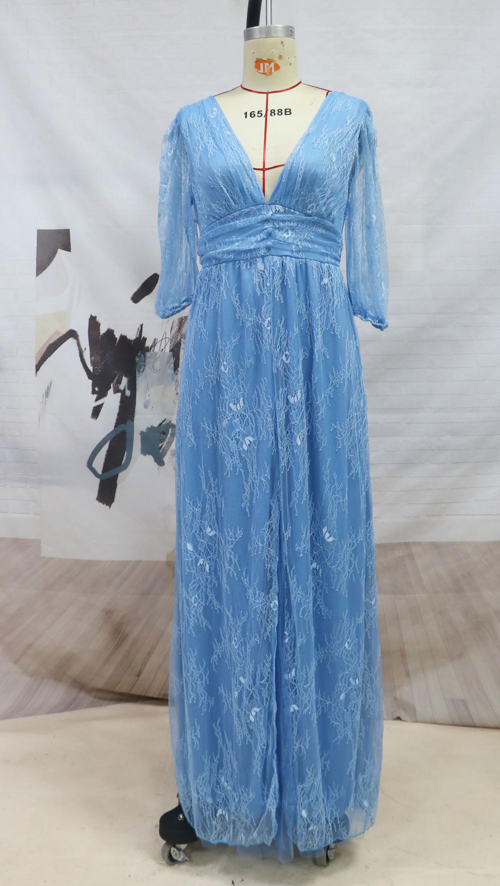 New Model Party Dress Plus Size Plus Size with Glitter Fabric Plus Size Blue Color Evening Dress