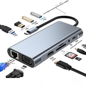 USB 3.0 Hub <strong>VGA</strong> HDTV Hub Type-C/M 11 in 1 USB 3.0 Type-c Multiport Data Video Audio <strong>Output</strong> <strong>Computer</strong> Adapter SD/TF Card Reader - Product Image 1