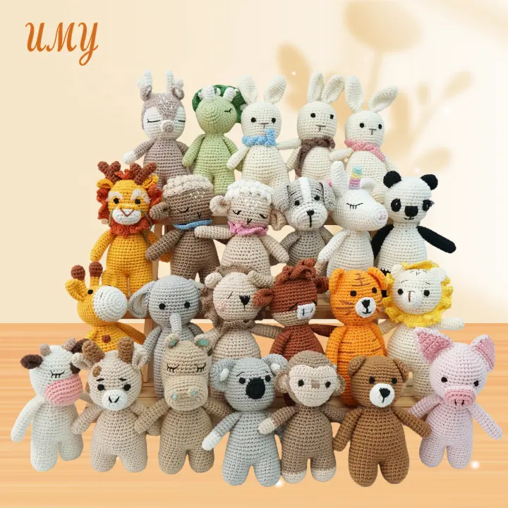 Orman Safari el yapımı Diy Amigurumi anahtarlık peluş özel Bebek Bebek Unicorn peluş ayı tavşan Bebek tığ hayvan örgü oyuncak