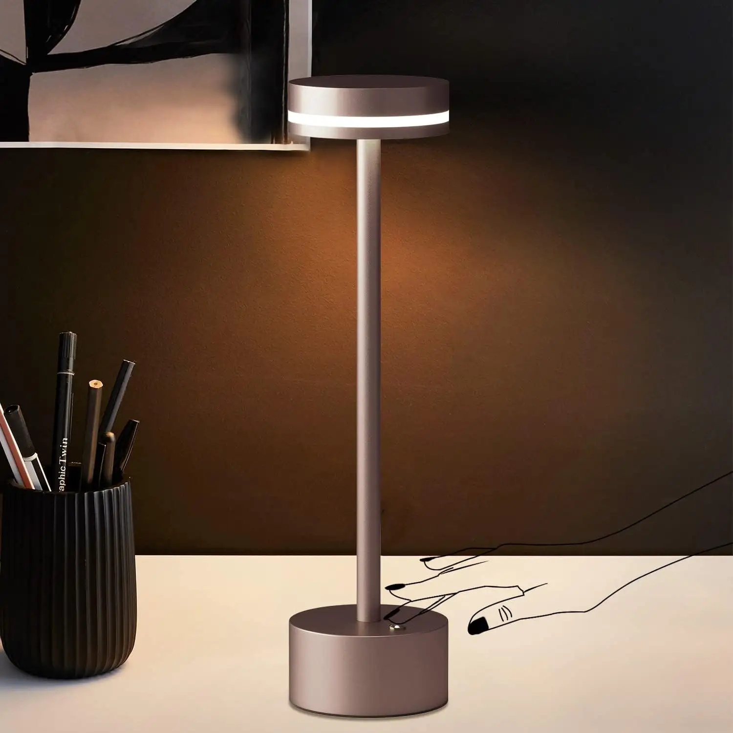 Lámpara LED inalámbrica dormitorio sala de estar mesita de noche recargable lampes de mesa USB carga lámpara de mesa Luz Para el hogar Hotel deco