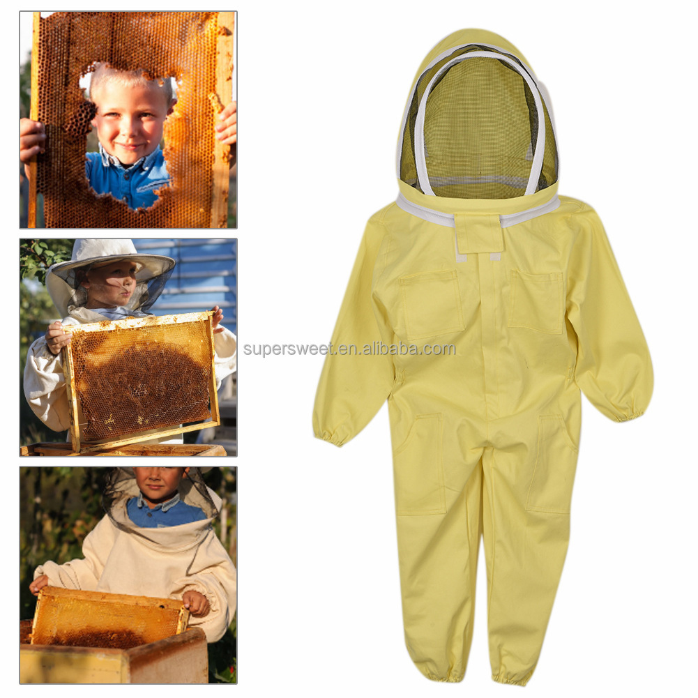 Apiculture Vented Beekeeping Clothing Suits ventilated Cotton Child Size Bee Suit Kids with Round Veil