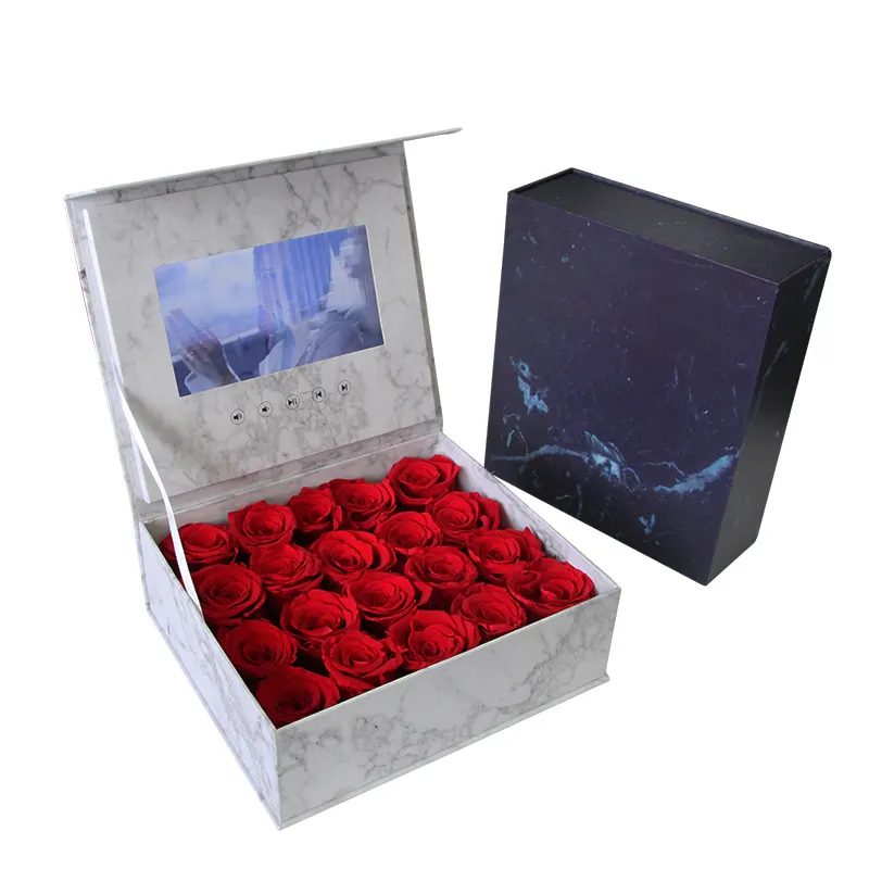 Caja de regalo de presentación de video de impresión de mármol HD IPS de 7 "para guardar Flores y otros regalos para amigos, etc.
