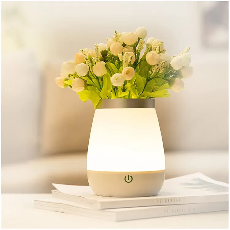 Impermeável cabeceira vaso flor LED potes noite lâmpada