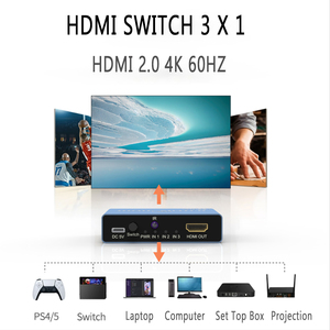 Original OEM de fábrica 4K 60Hz HDMI switch automático 3 en 1 caja 4K HDMI switch 4K 3 en 1 para PS4 Switch - Product Image 3