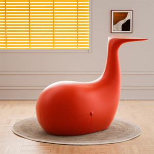 Mesa de centro multifuncional de plástico PE con forma de ballena, muebles de fábrica, diseño moderno y creativo, color azul - Product Image 4